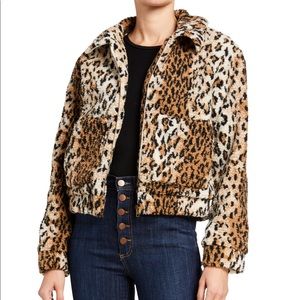 NWT CHEETAH SHERPA FAUX FUR JACKET MEDIUM